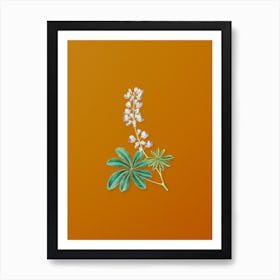 Vintage Half Shrubby Lupine Flower Botanical on Sunset Orange n.0261 Art Print