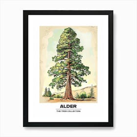 Alder Tree Storybook Illustration 1 Poster Art Print