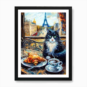 Parisian Cafe Cat Art Print