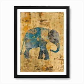 Baby Elephant Gold Effect Collage 4 Art Print
