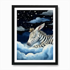 Baby Zebra Sleeping In The Clouds Art Print