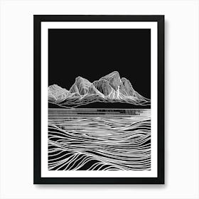 Beinn Ghlas Mountain Line Drawing 3 Art Print