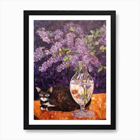 Lilac With A Cat 3 Art Nouveau Klimt Style Poster