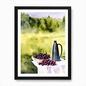 Black Currant Italian Watercolour fruit Art Print