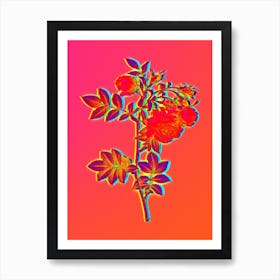 Neon Turnip Roses Botanical in Hot Pink and Electric Blue n.0069 Art Print