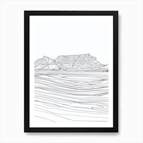 Table Mountain South Africa Line Drawing 6 Art Print