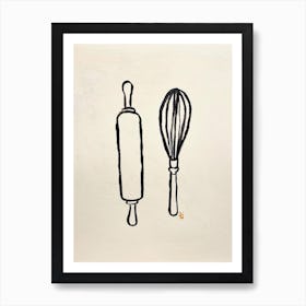 Rolling Pin And Whisk Art Print