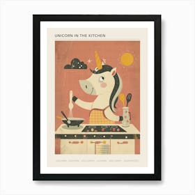 Unicorn In The Kitchen Muted Pastel Poster Art Print