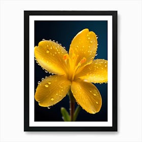 Yellow Flower With Water Droplets Art Print