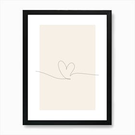 Heart Drawn On A Line Monoline Asthetic Mnimalist Drawing Art Print