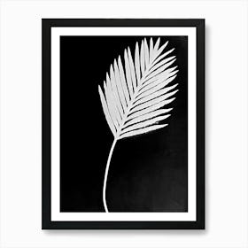 Black white palm leaf 1 Art Print