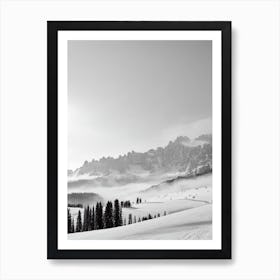 Alta Badia, Italy Black And White Skiing Poster Art Print