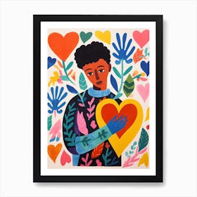Heart Portrait Of A Person Matisse Inspired Patterns 5 Art Print