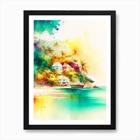 Tobago Watercolour Pastel Tropical Destination Art Print