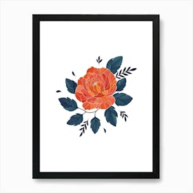 Orange Rose On A White Background Art Print