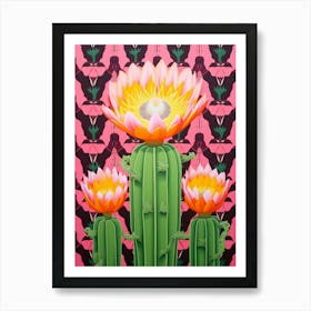 Mexican Style Cactus Illustration Gymnocalycium Cactus 3 Art Print