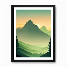 Misty Mountains Vertical Composition In Green Tone 19 Art Print