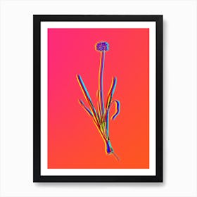 Neon Mouse Garlic Botanical in Hot Pink and Electric Blue n.0462 Art Print