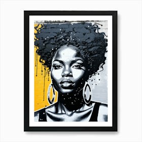 Graffiti Mural Of Beautiful Black Woman 39 Art Print