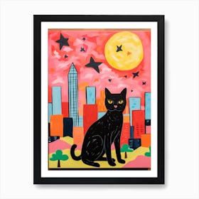 Dallas, United States Skyline With A Cat 0 Art Print