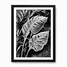 Rice Leaf Linocut Art Print