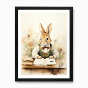 Bunny Writing Rabbit Prints Watercolour 6 Art Print