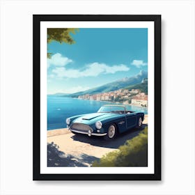 A Aston Martin Db5 In Amalfi Coast, Italy, Car Illustration 4 Art Print