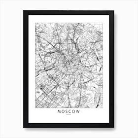 Moscow White Map Line Art Print