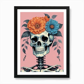 Floral Skeleton In The Style Of Pop Art (62) Art Print