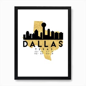 Dallas Texas Silhouette City Skyline Map Art Print