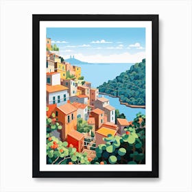 Cinque Terre, Italy, Graphic Illustration 4 Art Print