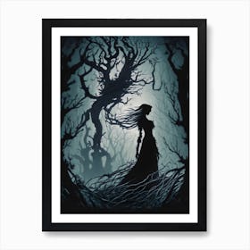 Dark Forest Lady Art Print