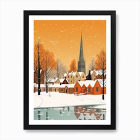 Retro Winter Illustration Stratford Upon Avon United Kingdom 1 Art Print