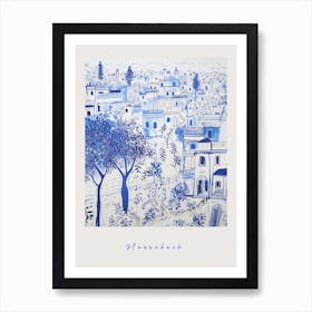 Marrakech Morocco 3 Mediterranean Blue Drawing Poster Art Print