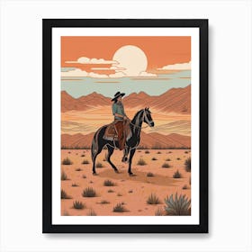 Cowgirl Riding A Horse In The Desert 8 Art Print