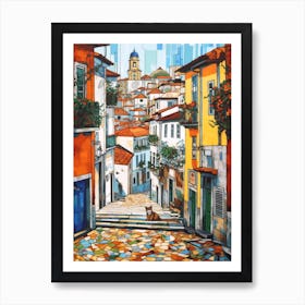 Painting Of Rio De Janeiro With A Cat In The Style Of Post Modernism 4 Art Print