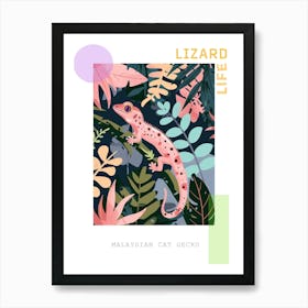 Malaysian Cat Gecko Abstract Modern Illustration 3 Poster Art Print