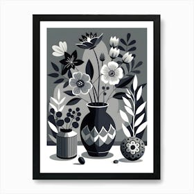 Black And White Flowers 10 Art Print