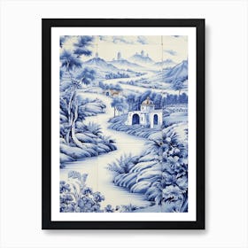 Tuscany Italy Delft Tile Illustration 5 Art Print