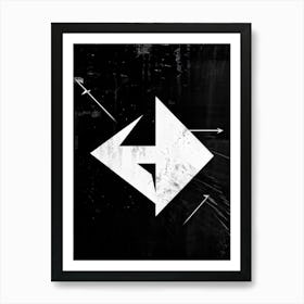 Arrow Graphically Depicted With Stark Contrast Between Its White Directional Mark And The Black Abst (4) Art Print