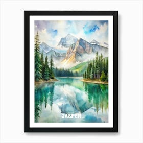 Jasper National Park watercolor painting Art Print