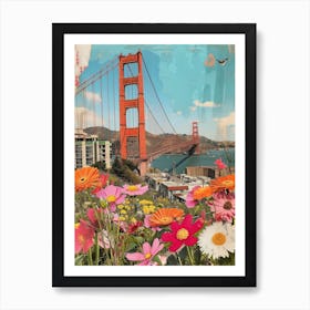 San Francisco   Floral Retro Collage Style 3 Art Print