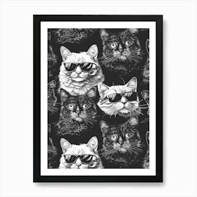 Perfectly Repeatable Artwork With Cute Cat Faces 60 Art Print