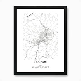 Canicatti,Italy Minimalist Map Art Print