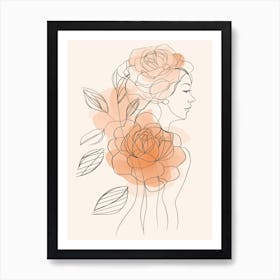 Boho Line Art Bloom Body Art Art Print