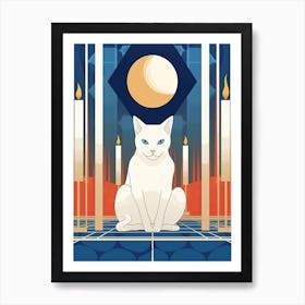 White Cat Tarot Card Illustration 0 Art Print