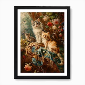 Rococo Inspired Painting Of Kittens 6 Art Print