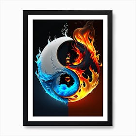 Fire And Water 2 Yin and Yang Illustration Art Print