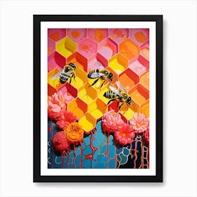 Honeycomb Bee Colour Pop 1 Art Print