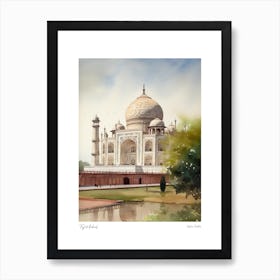 Taj Mahal, India 4 Watercolour Travel Poster Art Print